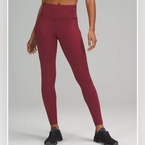 Lululemon Fast and Free Brushed Fabric High-Rise Tight 28" Mulled Wine - size 6
